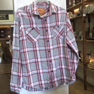 100% Cotton Red Camel size Large Women’s Button Down Flannel